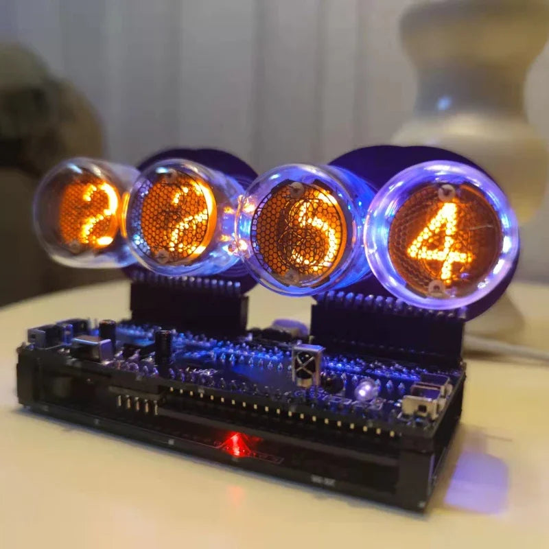 RGB Glow Tube Clock DIY LED Electronic Nightlight Silent Table Lamp Digital Clock Watch Home Desktop Gaming Room Decoration Gift