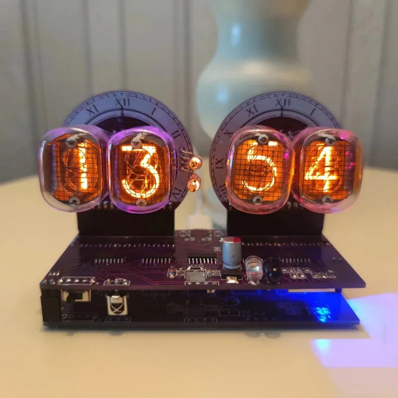 RGB Glow Tube Clock DIY LED Electronic Nightlight Silent Table Lamp Digital Clock Watch Home Desktop Gaming Room Decoration Gift