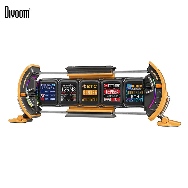 Times Gate Gaming Room Setup Digital Clock with Smart APP Control, Wifi Connect, RGB LED Display, Office Decor Cyberpunk