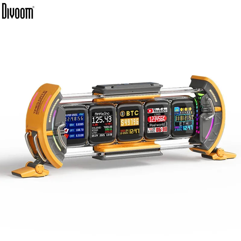 Times Gate Gaming Room Setup Digital Clock with Smart APP Control, Wifi Connect, RGB LED Display, Office Decor Cyberpunk