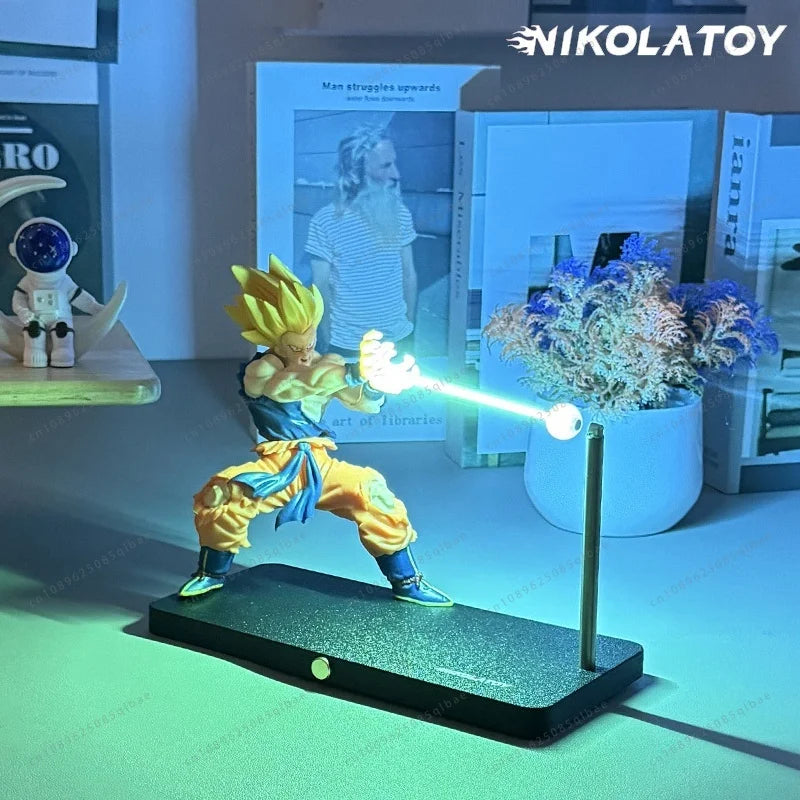 In Stock Nikolatoy Dragon Ball Kakarotto Son Goku Kamehameha Wave Magnetic Light Lamp Model Ornament Anime Peripheral Gifts Toys