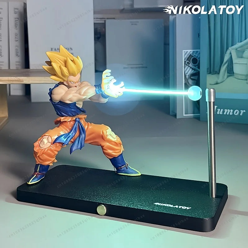 In Stock Nikolatoy Dragon Ball Kakarotto Son Goku Kamehameha Wave Magnetic Light Lamp Model Ornament Anime Peripheral Gifts Toys