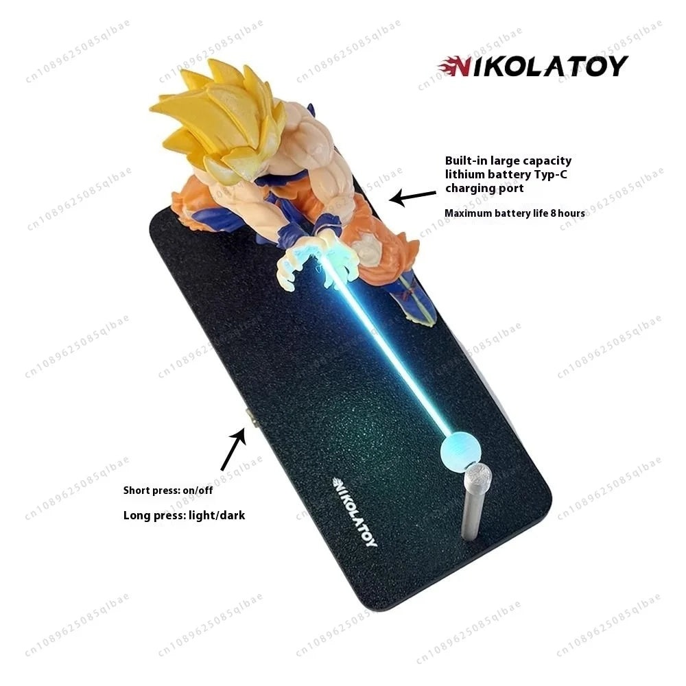 In Stock Nikolatoy Dragon Ball Kakarotto Son Goku Kamehameha Wave Magnetic Light Lamp Model Ornament Anime Peripheral Gifts Toys