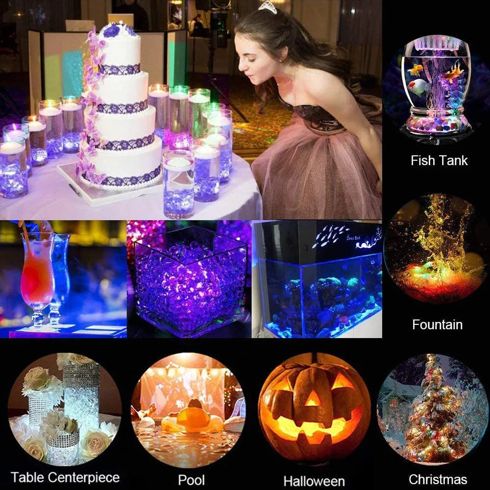 Mini Submersible LED Lights with Remote Control - Small Tea Light Underwater Light Battery Powered for Party Event Vase Fishtank
