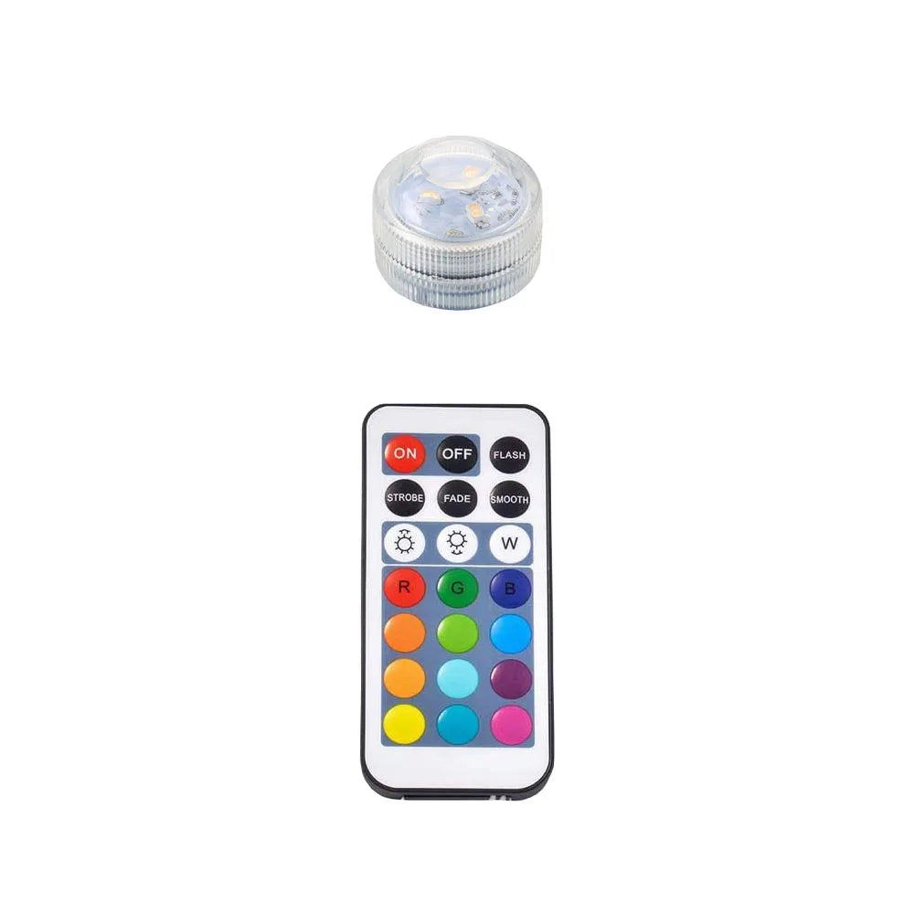 Mini Submersible LED Lights with Remote Control - Small Tea Light Underwater Light Battery Powered for Party Event Vase Fishtank